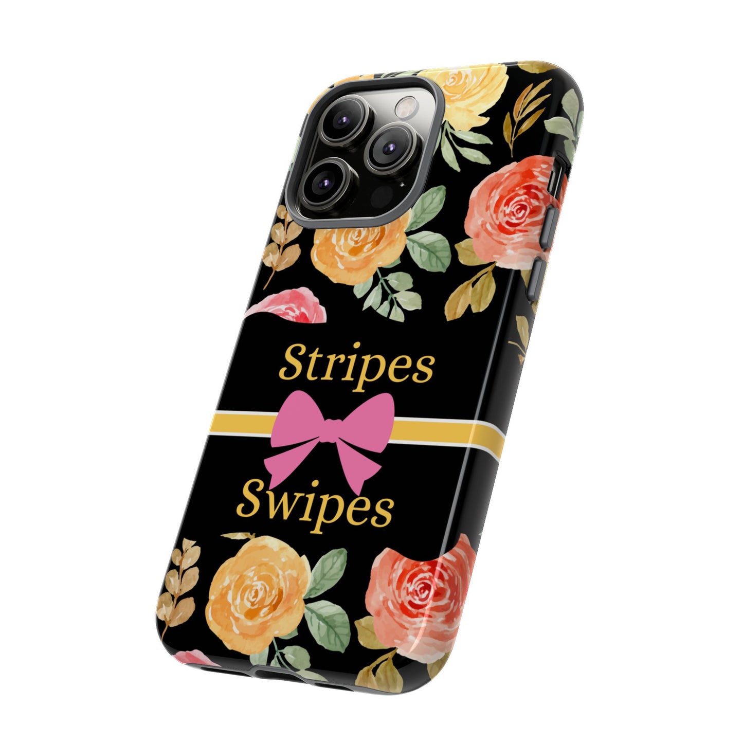 Phone Case iPhone 16/15/14 - Flowers Stripes & Swipes Tough Case