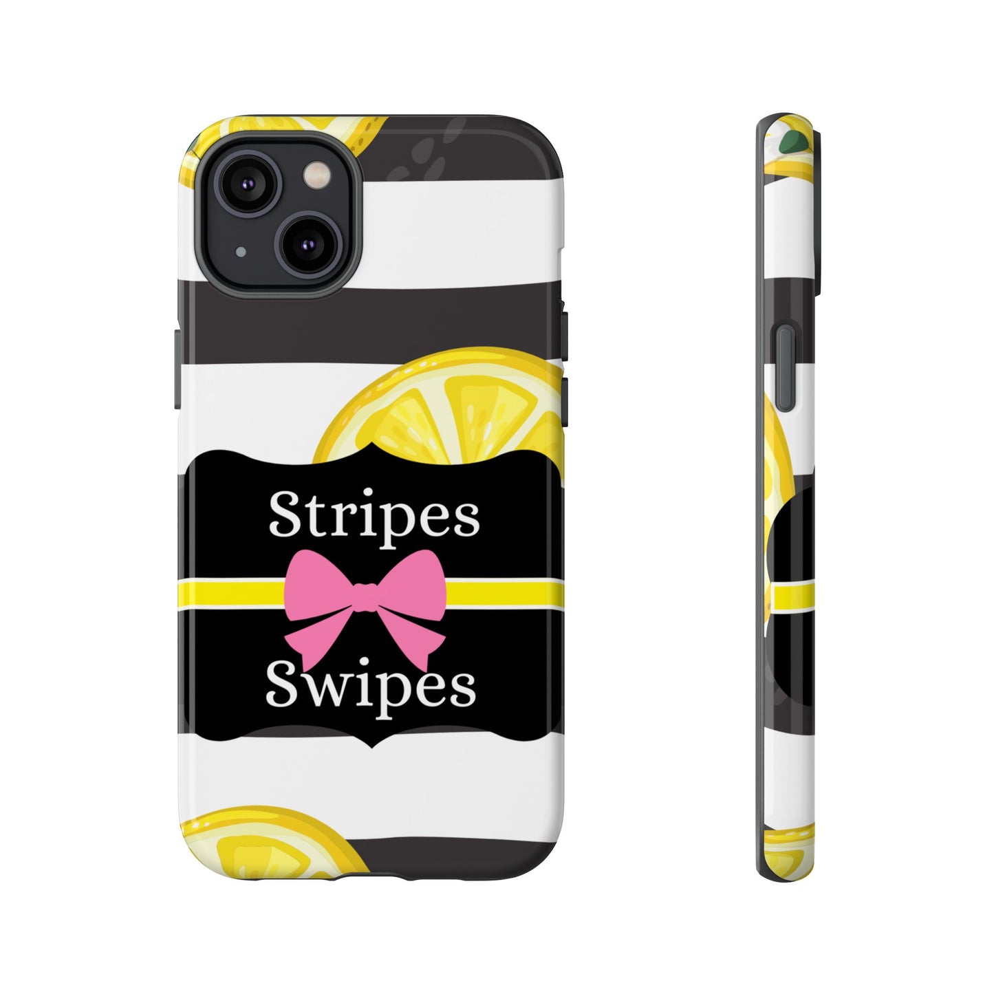 Phone Case iPhone 16/15/14 - Lemony Stripes & Swipes Tough Case