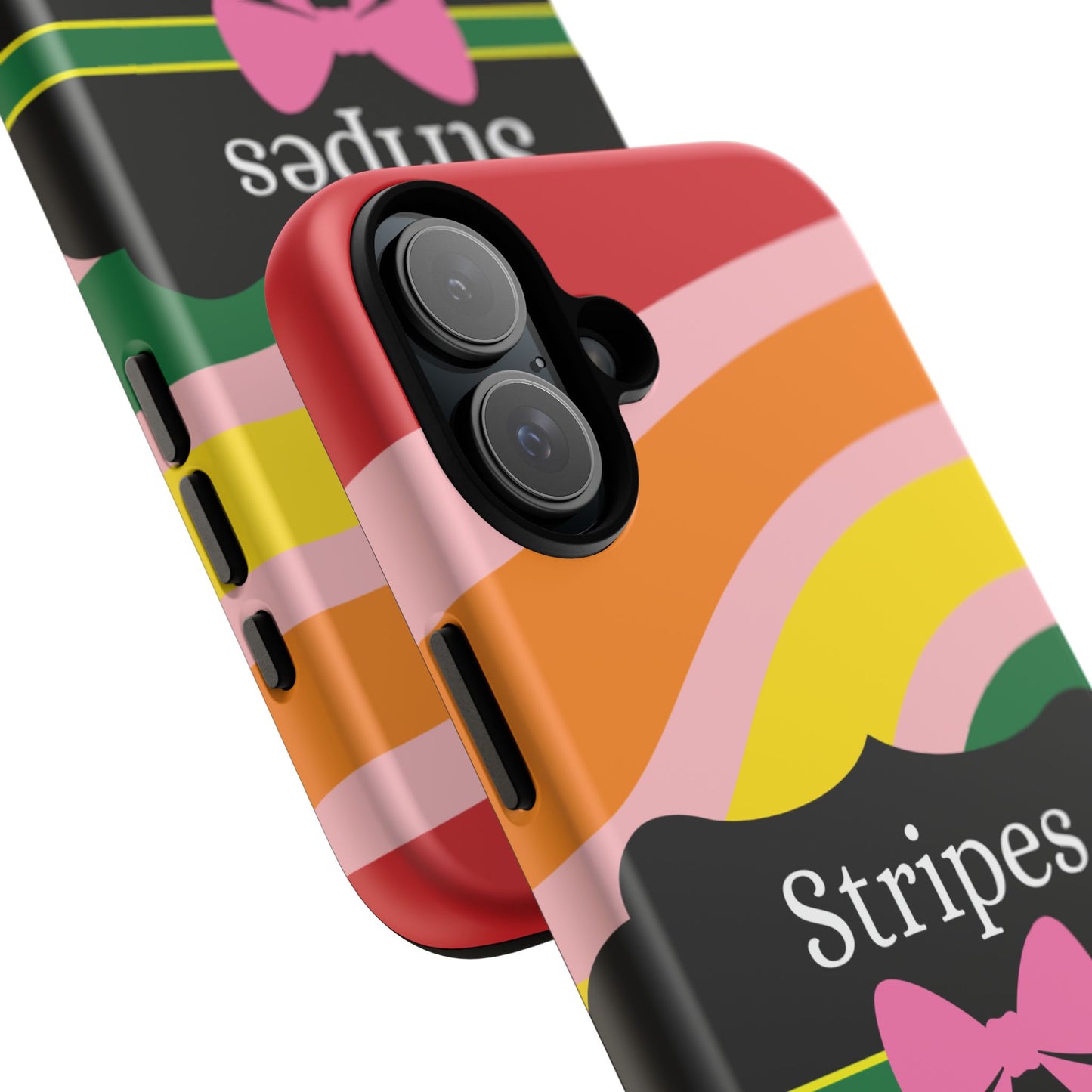 Phone Case iPhone 16/15/14 - Wavy Vivid/Pink Stripes & Swipes Tough Case