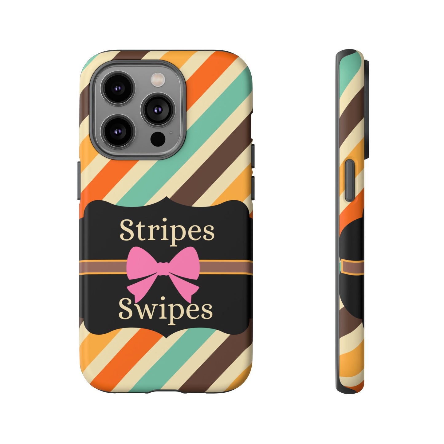 Phone Case iPhone 16/15/14 - Diagonal Retro Stripes & Swipes Tough Case