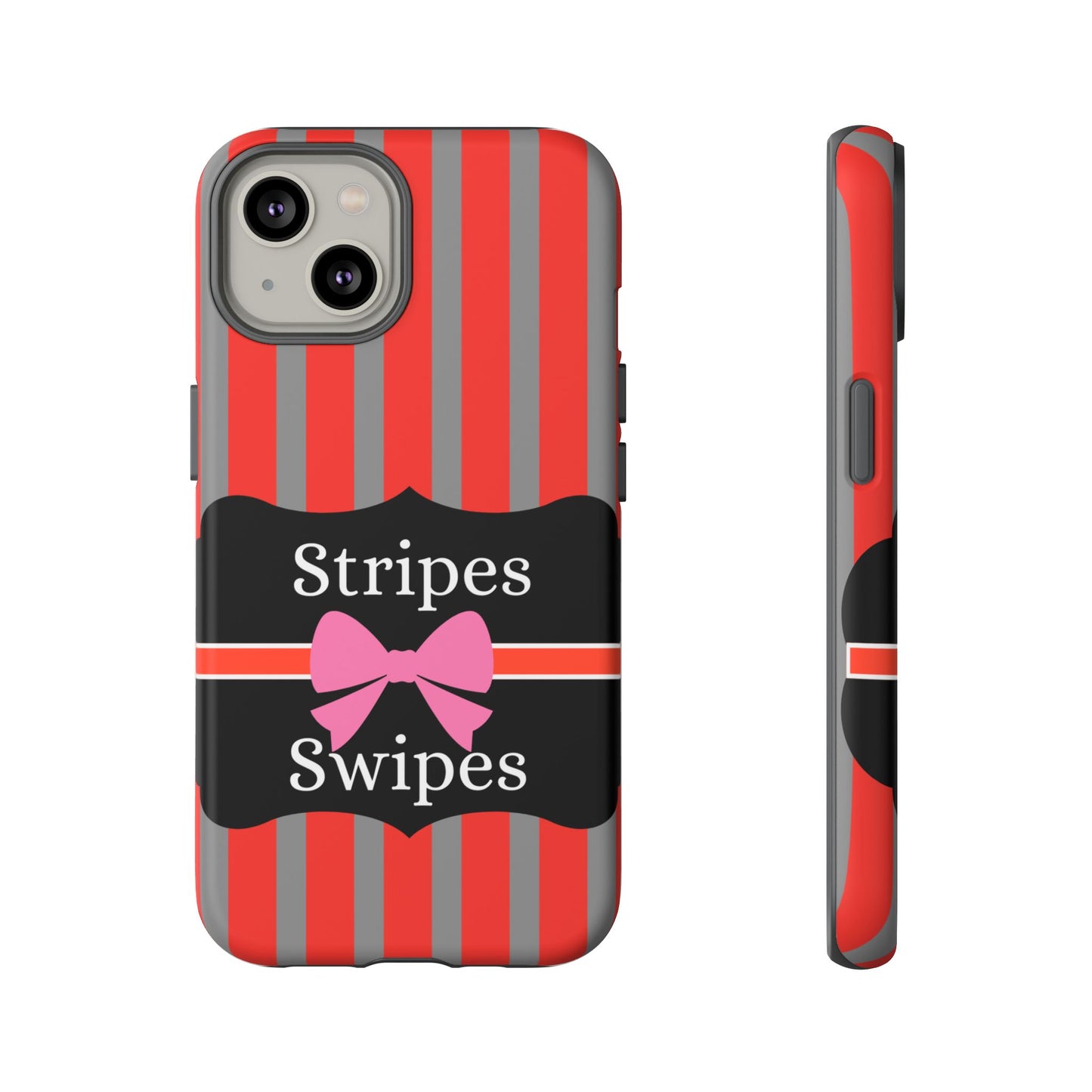 Phone Case iPhone 16/15/14 - Red/Gray Stripes & Swipes Tough Case