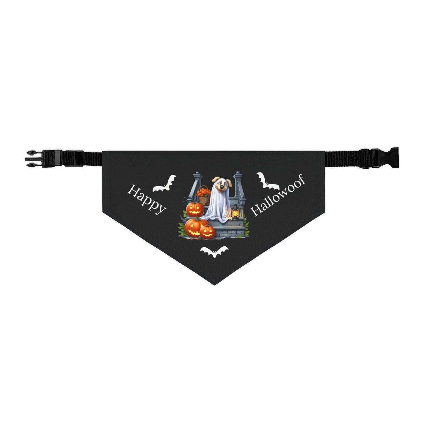 Happy "Hallowoof" - LARGE Pet Bandana Collar BLACK 01