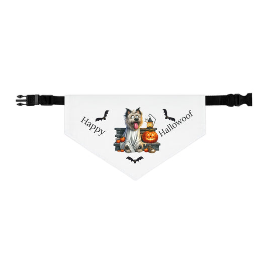 Happy "Hallowoof" - LARGE Pet Bandana Collar WHITE 02