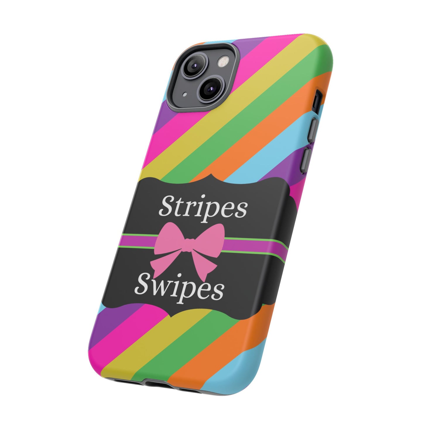 Phone Case iPhone 16/15/14 - Diagonal Vivid Stripes & Swipes Tough Case