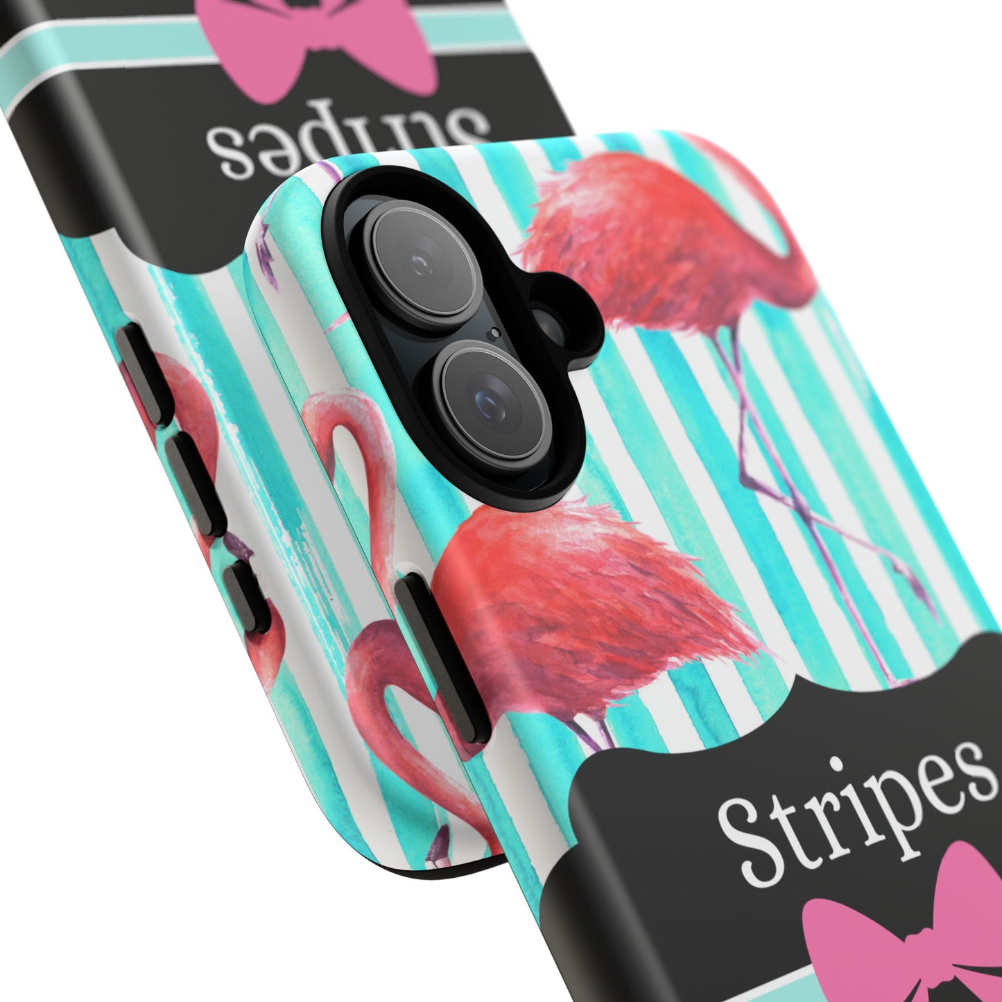 Phone Case iPhone 16/15/14 - Flamingo Stripes & Swipes Tough Case