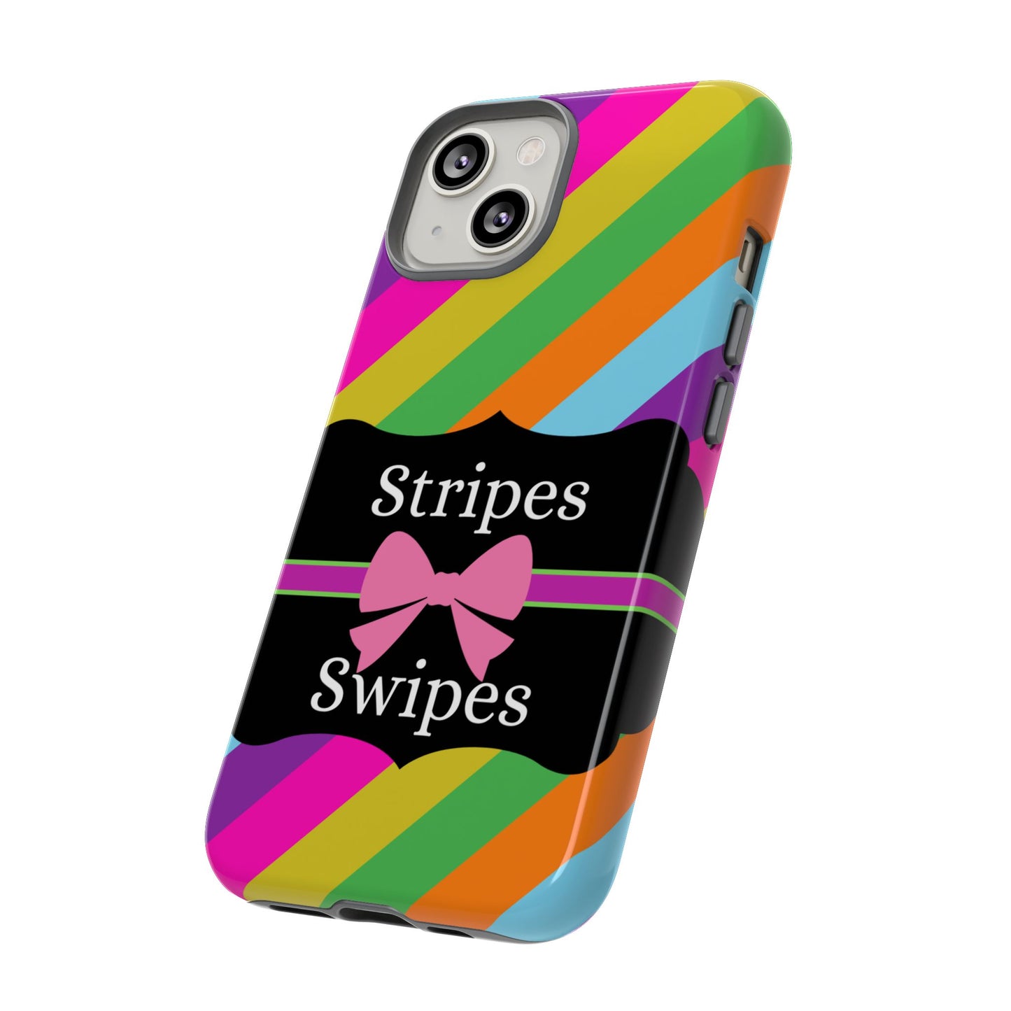 Phone Case iPhone 16/15/14 - Diagonal Vivid Stripes & Swipes Tough Case