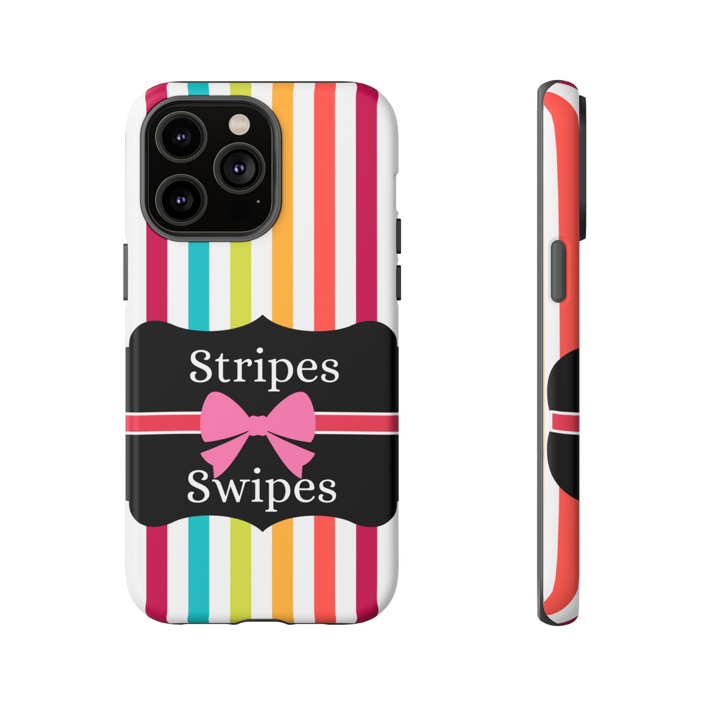 Phone Case iPhone 16/15/14 - Lollipop Stripes & Swipes Tough Case