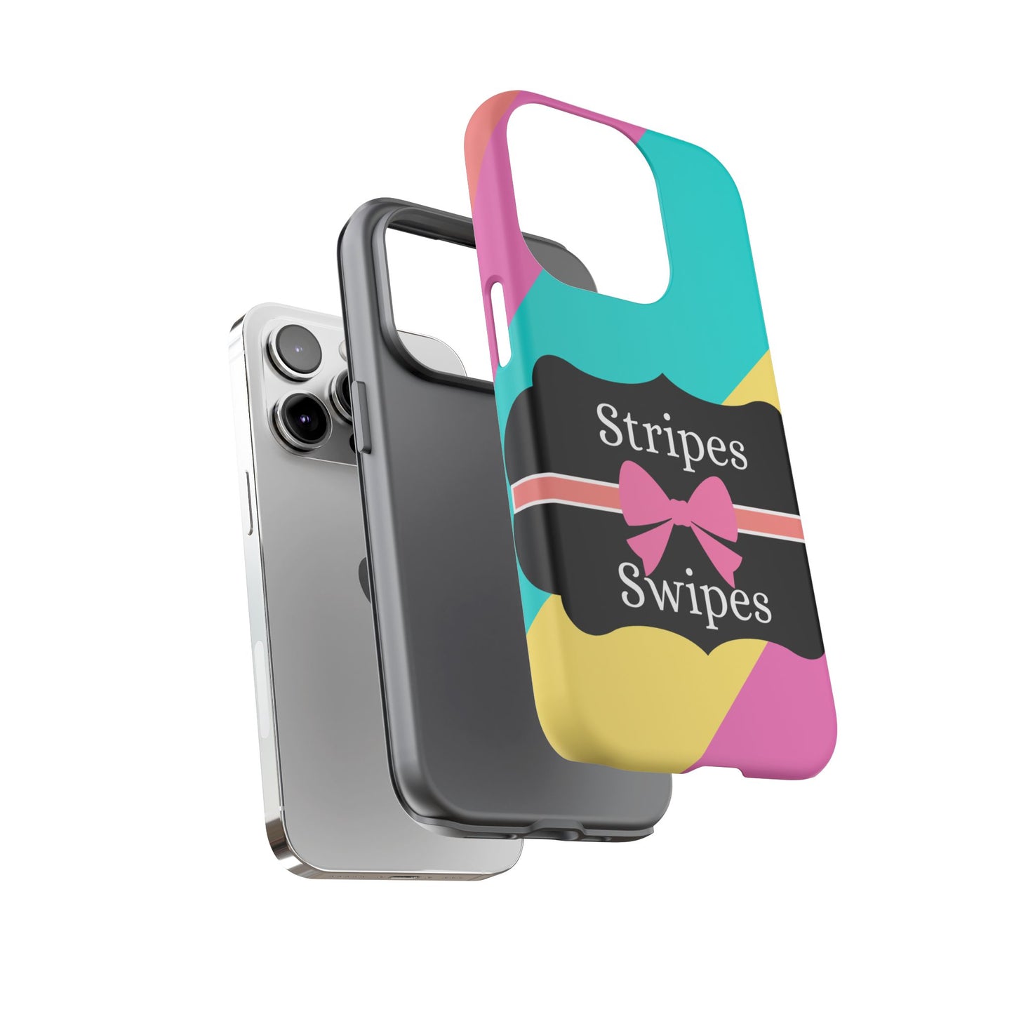 Phone Case iPhone 16/15/14 - Cotton Candy Stripes & Swipes Tough Case