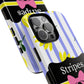 Phone Case iPhone 16/15/14 - Blue/White Yellow Stripes & Swipes Tough Case