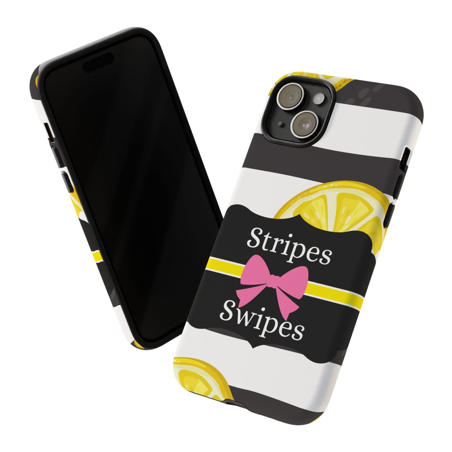 Phone Case iPhone 16/15/14 - Lemony Stripes & Swipes Tough Case