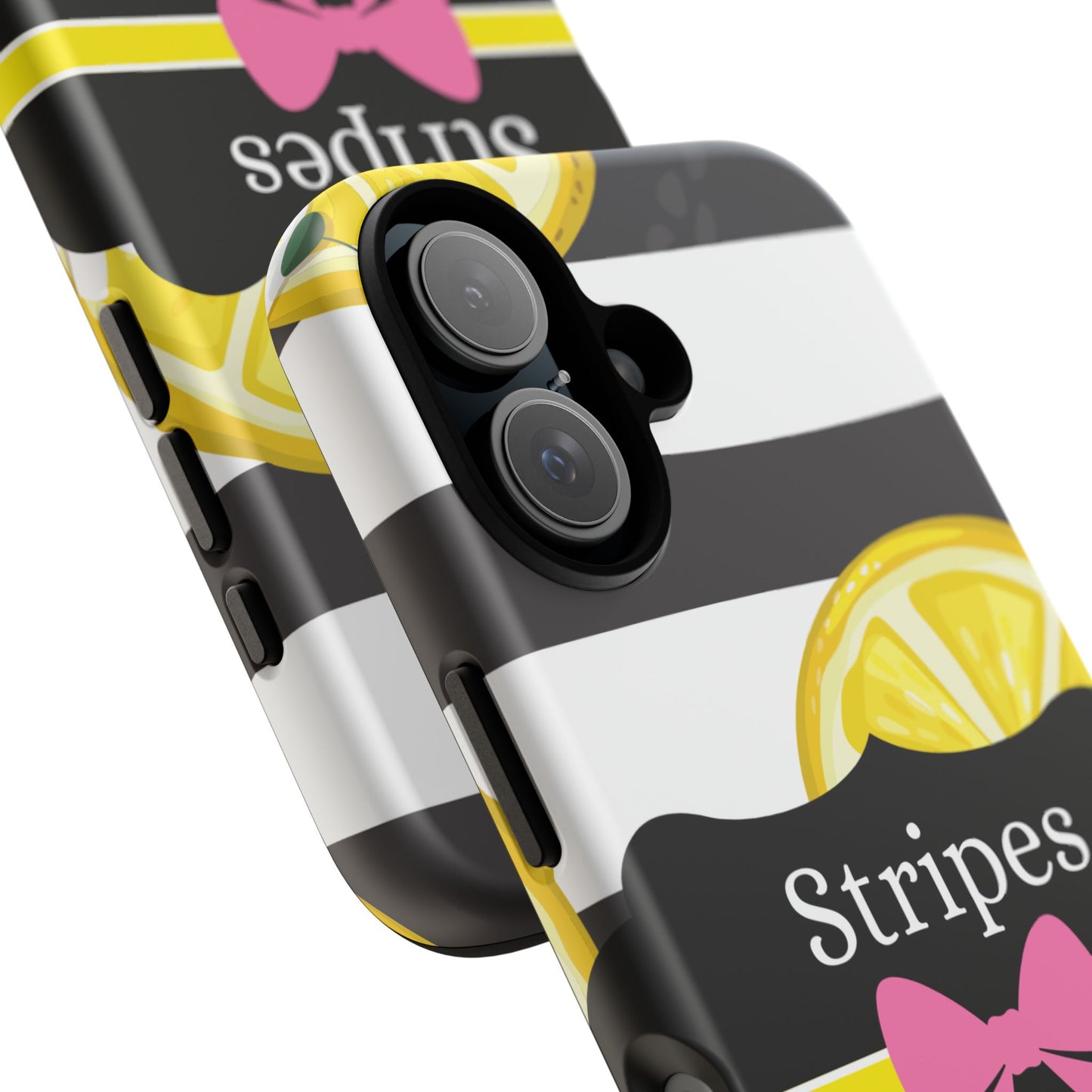 Phone Case iPhone 16/15/14 - Lemony Stripes & Swipes Tough Case