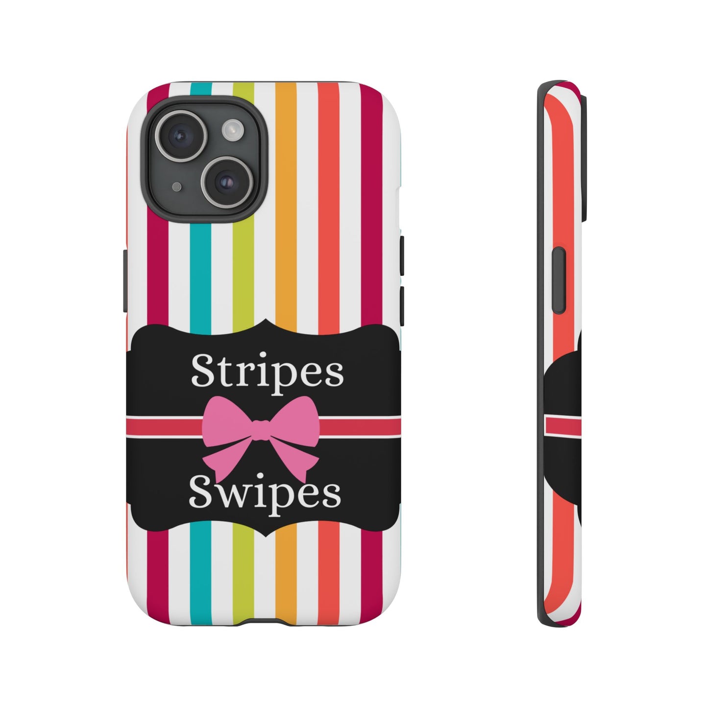 Phone Case iPhone 16/15/14 - Lollipop Stripes & Swipes Tough Case