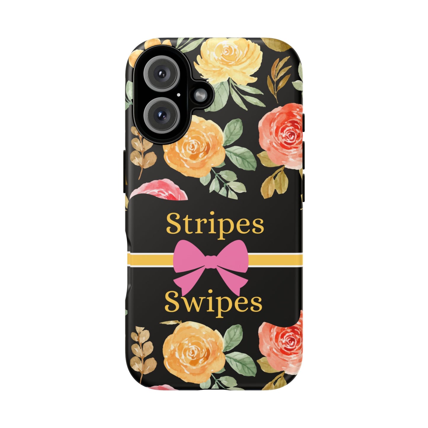 Phone Case iPhone 16/15/14 - Flowers Stripes & Swipes Tough Case