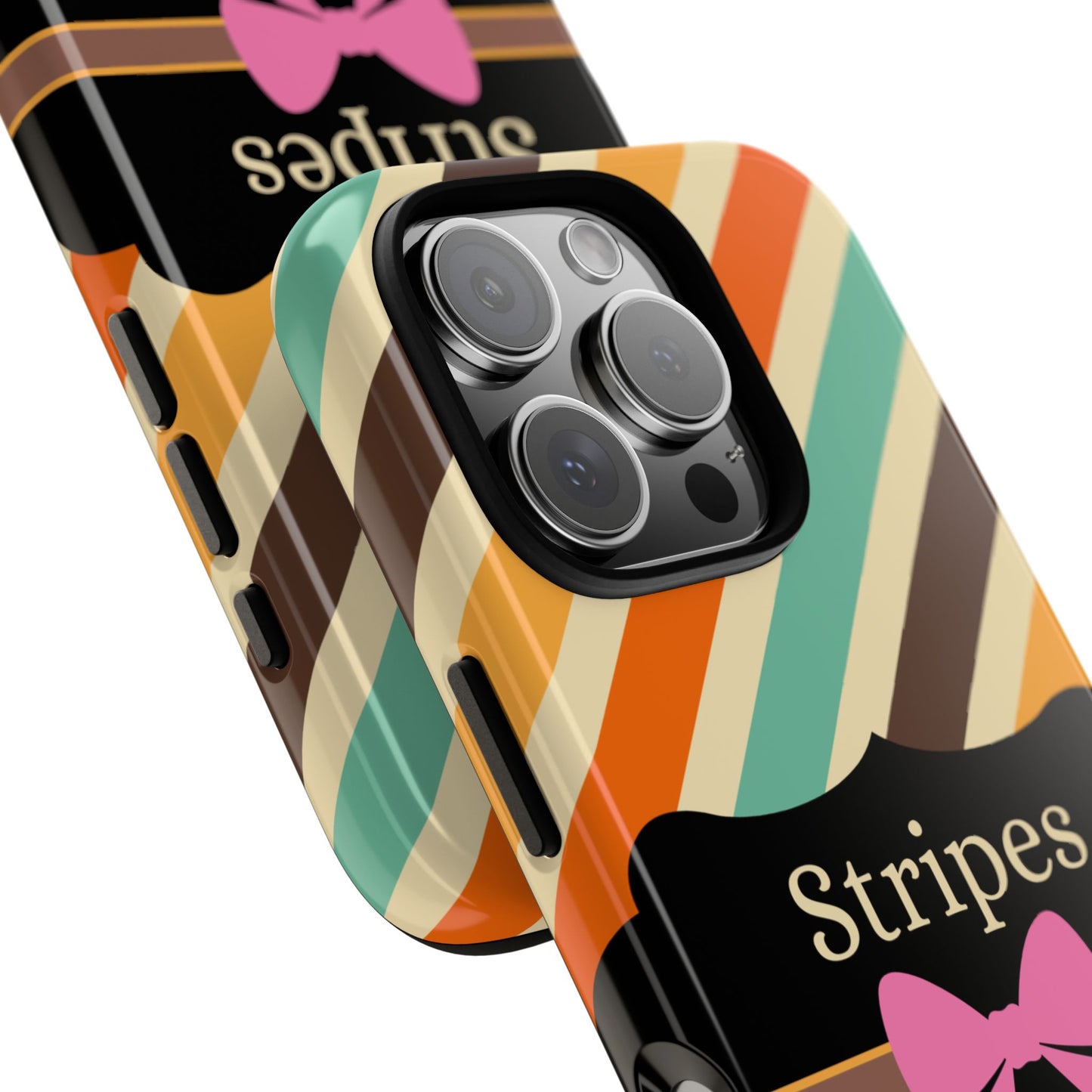 Phone Case iPhone 16/15/14 - Diagonal Retro Stripes & Swipes Tough Case