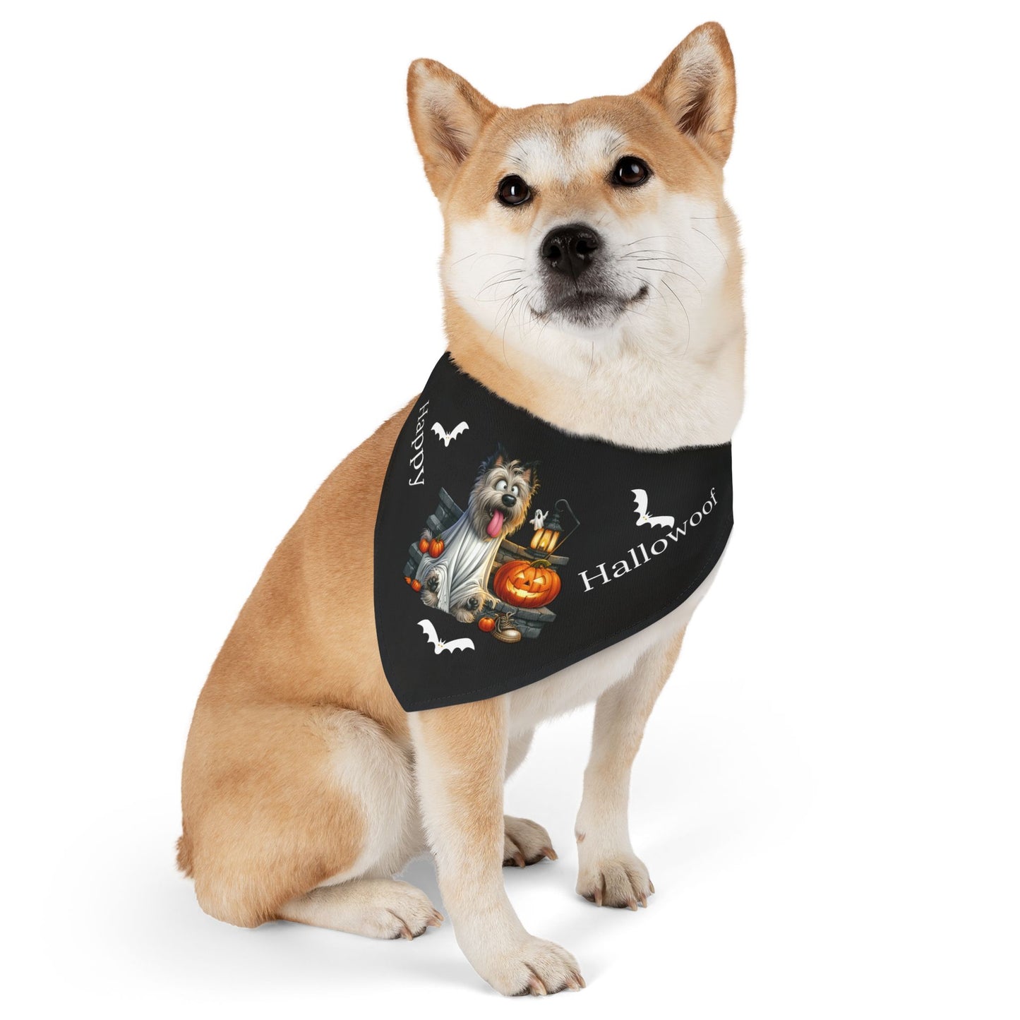 Happy "Hallowoof" - LARGE Pet Bandana Collar BLACK 02