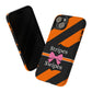 Phone Case iPhone 16/15/14 - Orange/Black Stripes & Swipes Tough Case