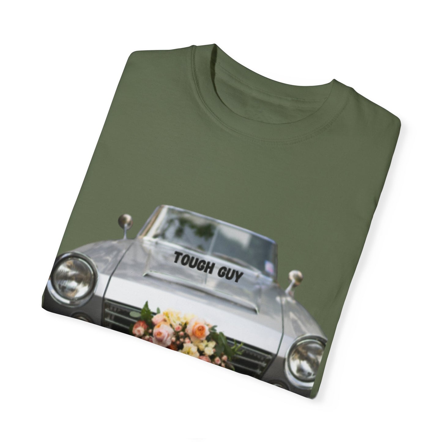 Men's T-Shirt Tough Guy Car with My Wife Loves Me Flowers Design