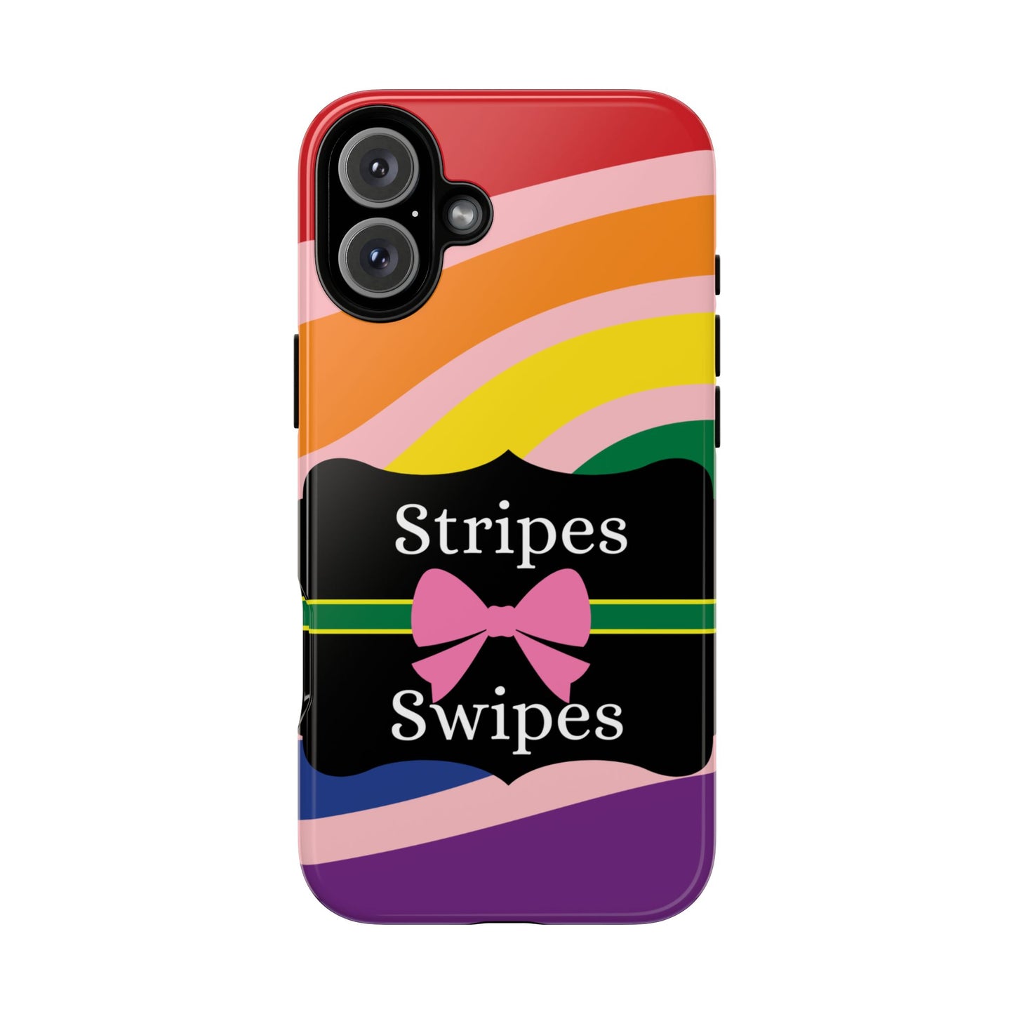 Phone Case iPhone 16/15/14 - Wavy Vivid/Pink Stripes & Swipes Tough Case