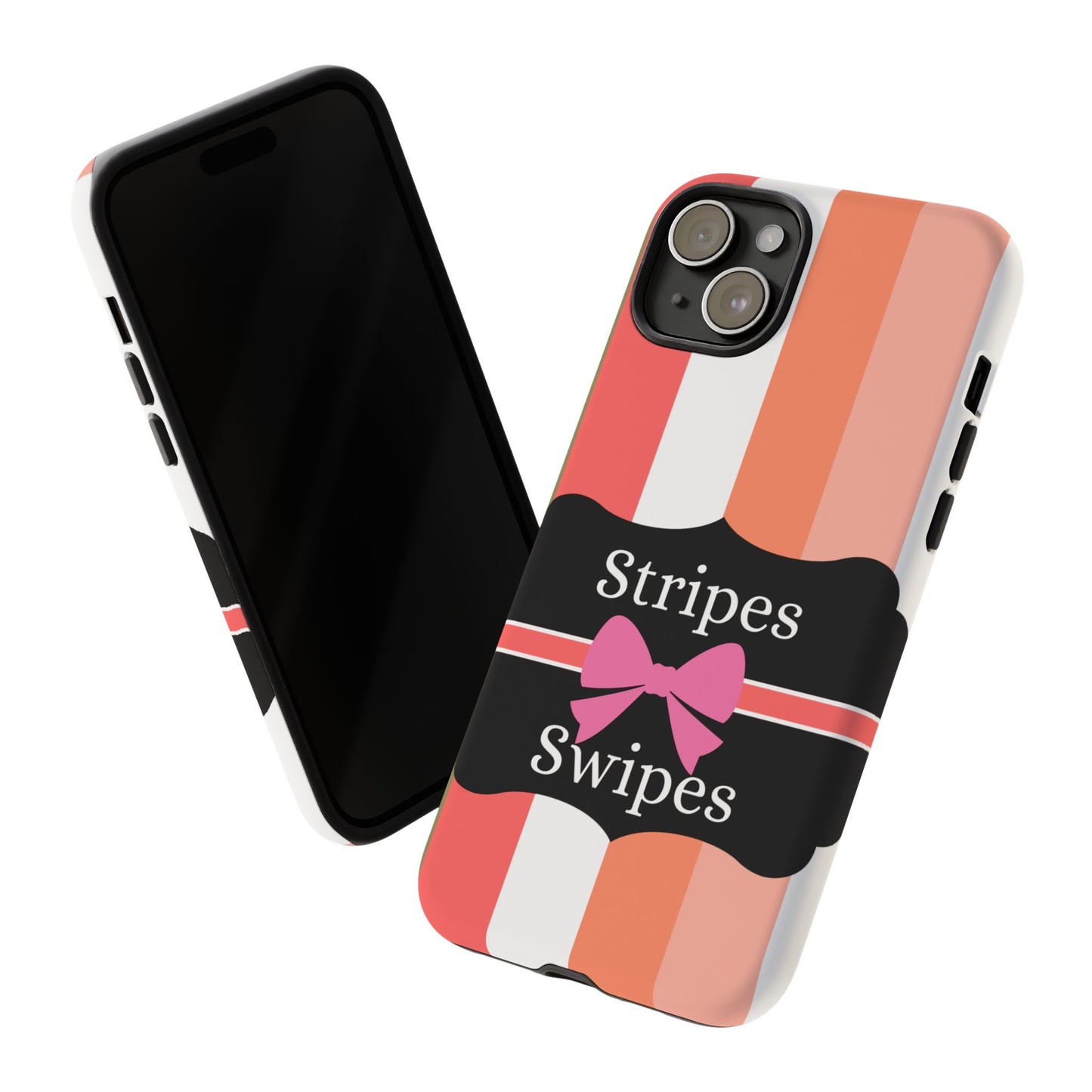 Phone Case iPhone 16/15/14 - Peachy Stripes & Swipes Tough Case