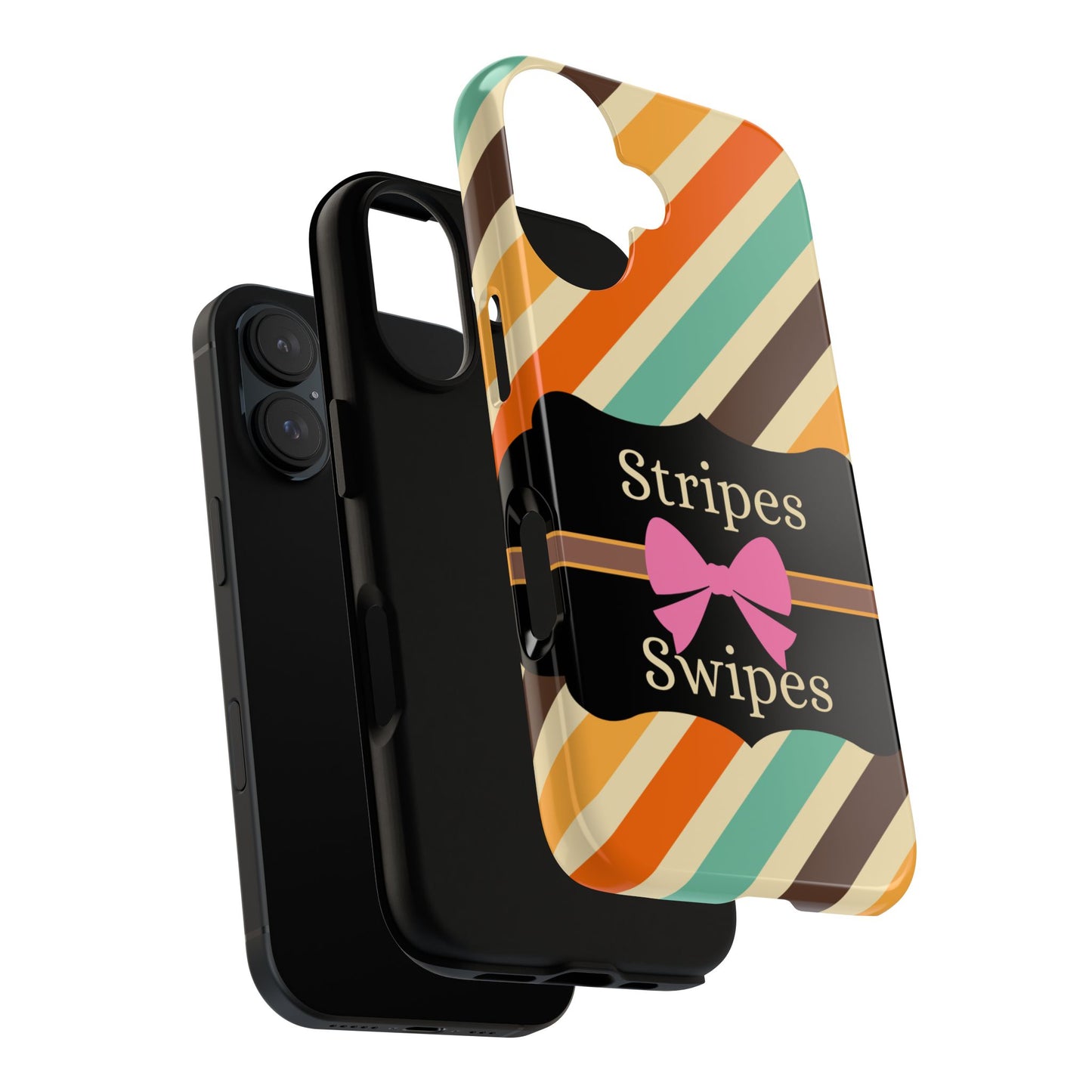 Phone Case iPhone 16/15/14 - Diagonal Retro Stripes & Swipes Tough Case