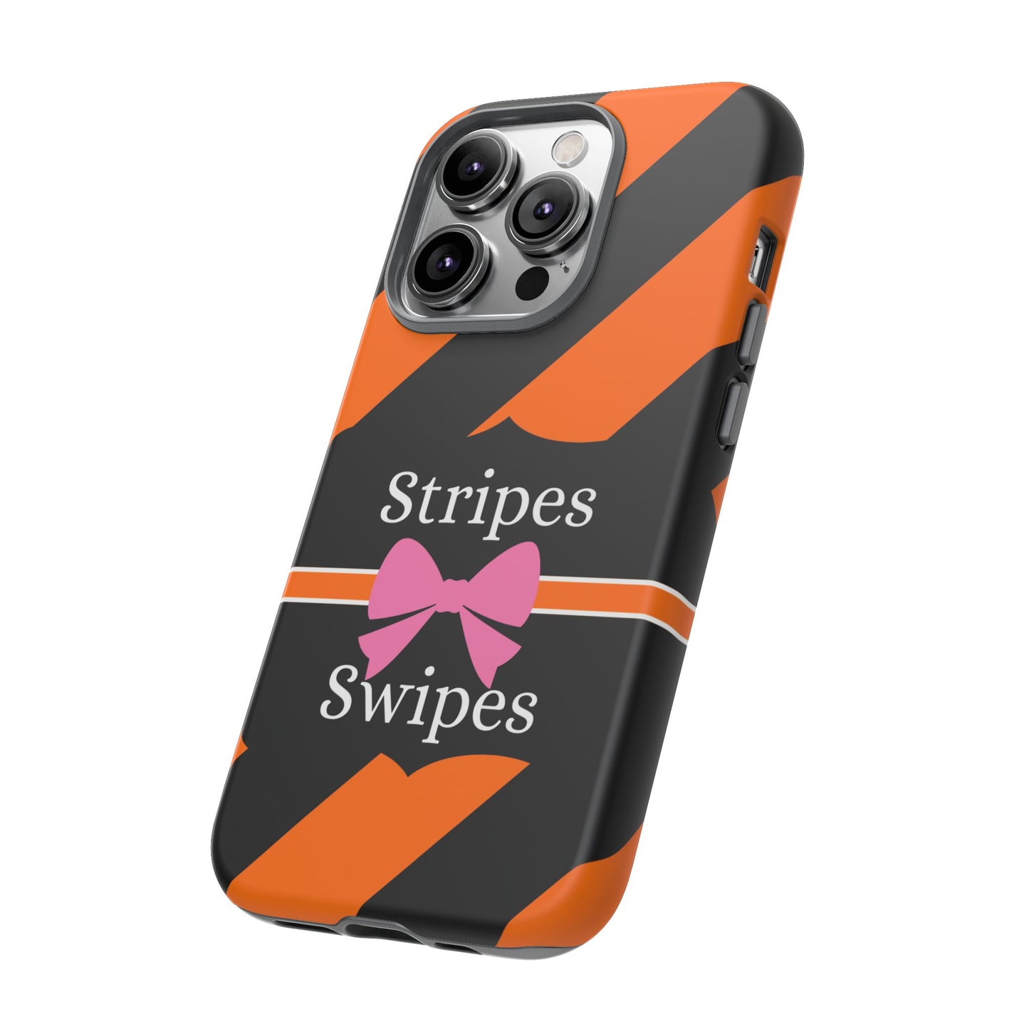 Phone Case iPhone 16/15/14 - Orange/Black Stripes & Swipes Tough Case