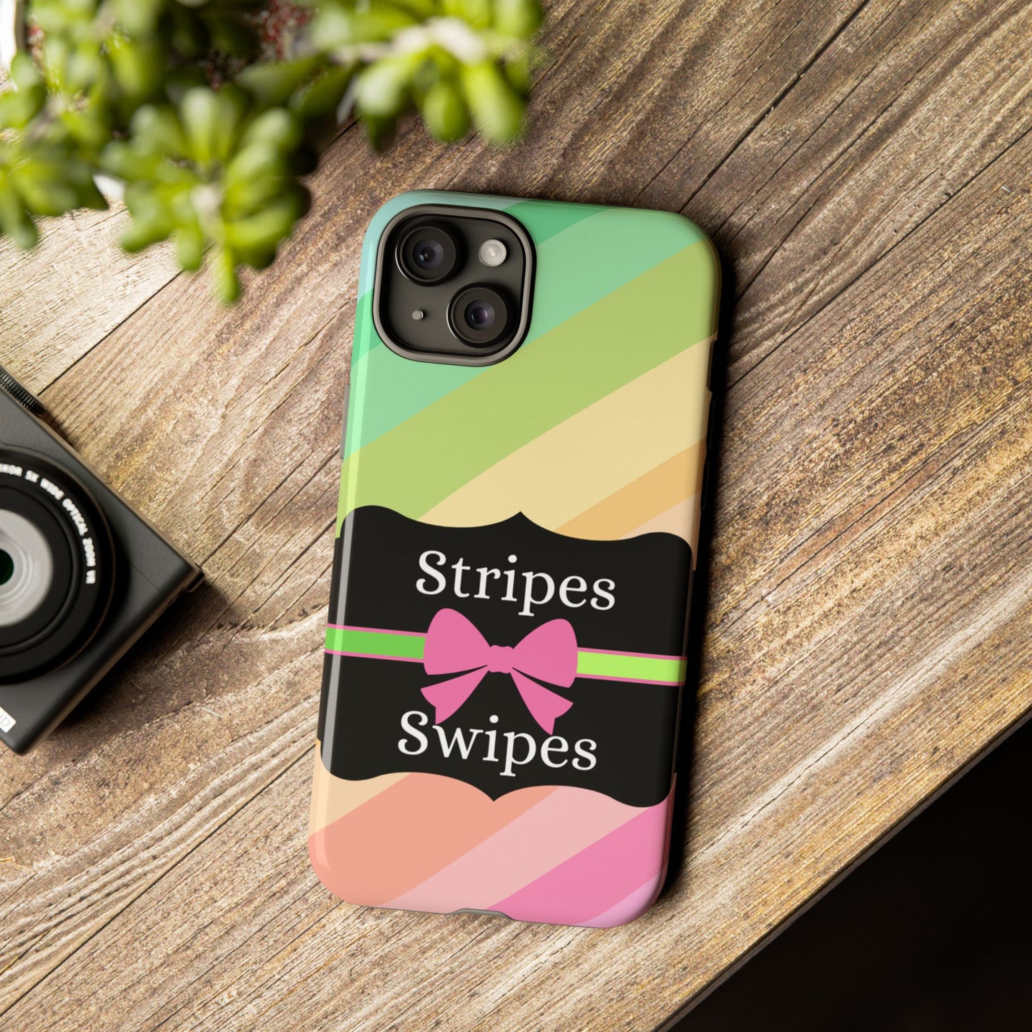 Phone Case iPhone 16/15/14 - Diagonal Pastel Stripes & Swipes Tough Case