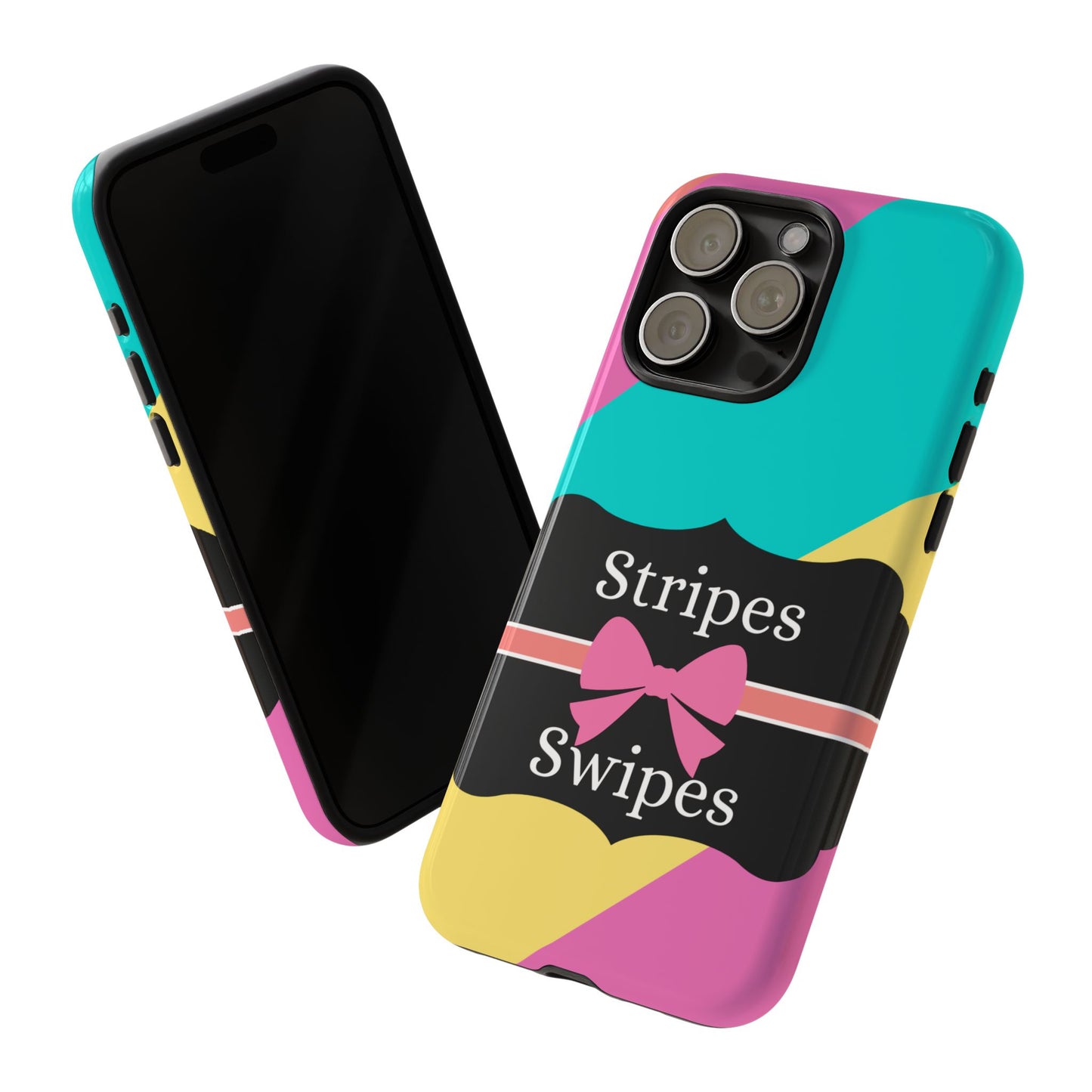 Phone Case iPhone 16/15/14 - Cotton Candy Stripes & Swipes Tough Case