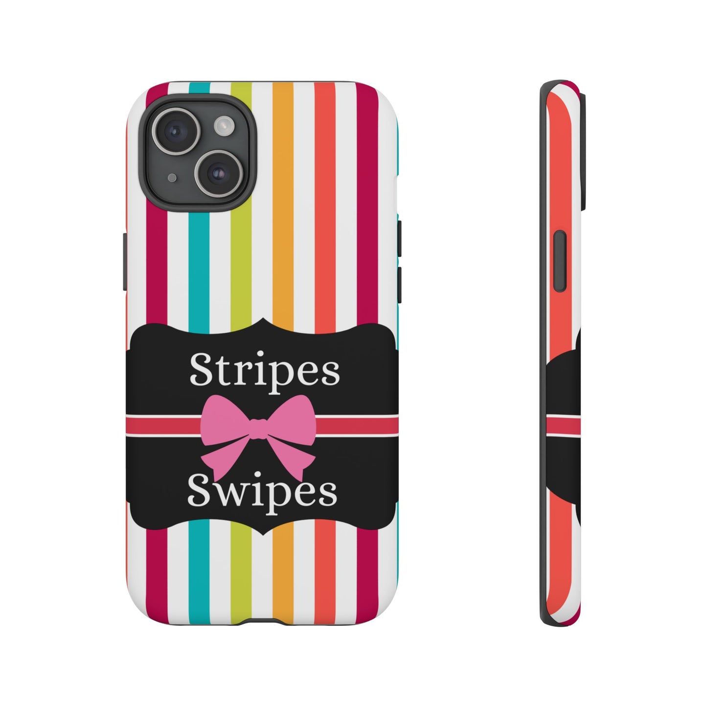 Phone Case iPhone 16/15/14 - Lollipop Stripes & Swipes Tough Case