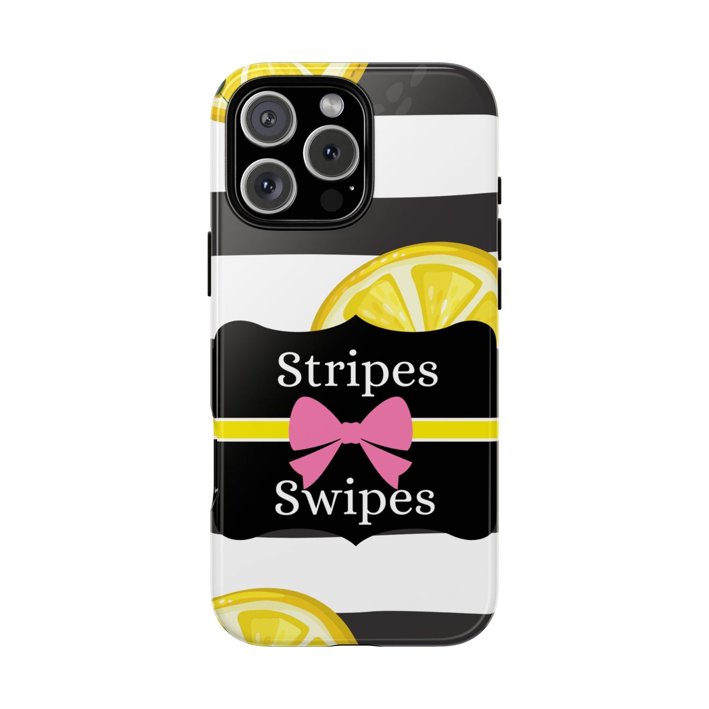 Phone Case iPhone 16/15/14 - Lemony Stripes & Swipes Tough Case