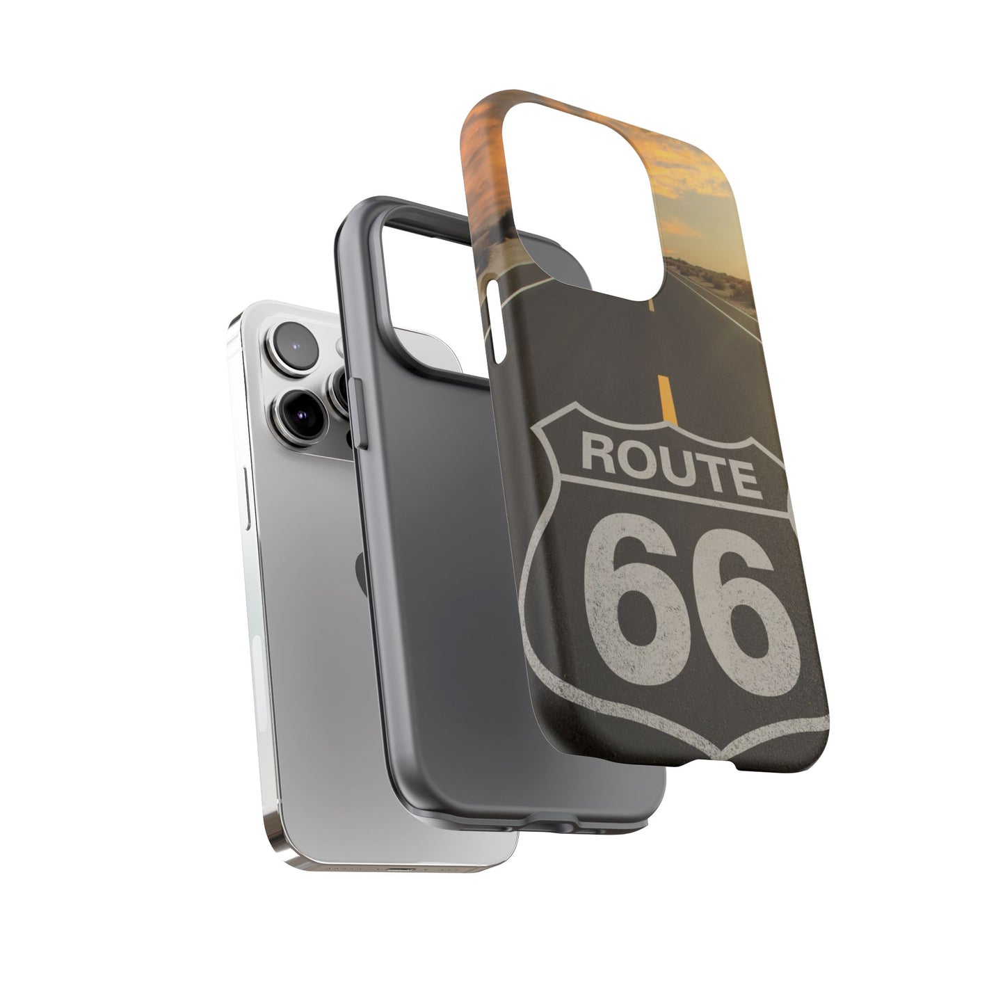 Phone Case iPhone 16/15/14 - Vintage Route 66 Tough Case