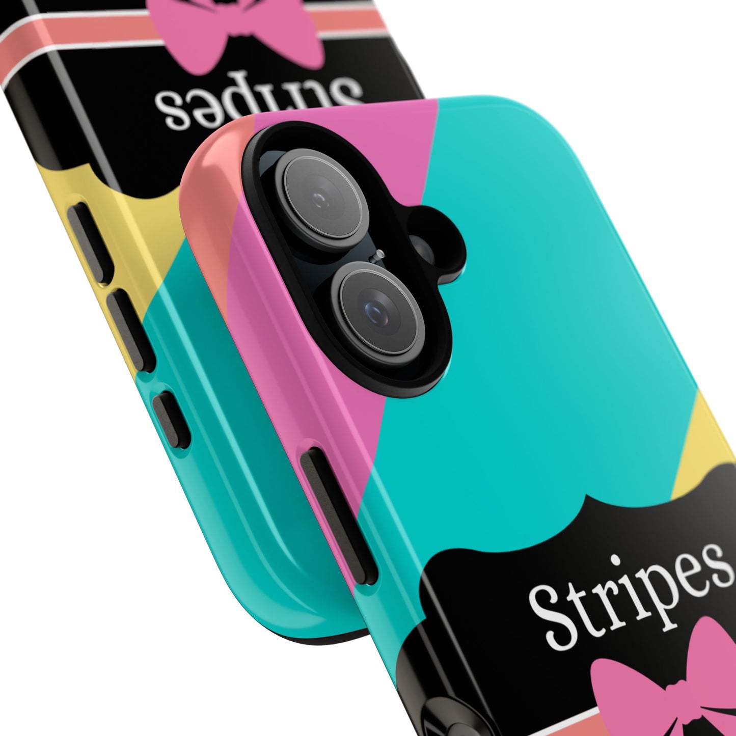 Phone Case iPhone 16/15/14 - Cotton Candy Stripes & Swipes Tough Case