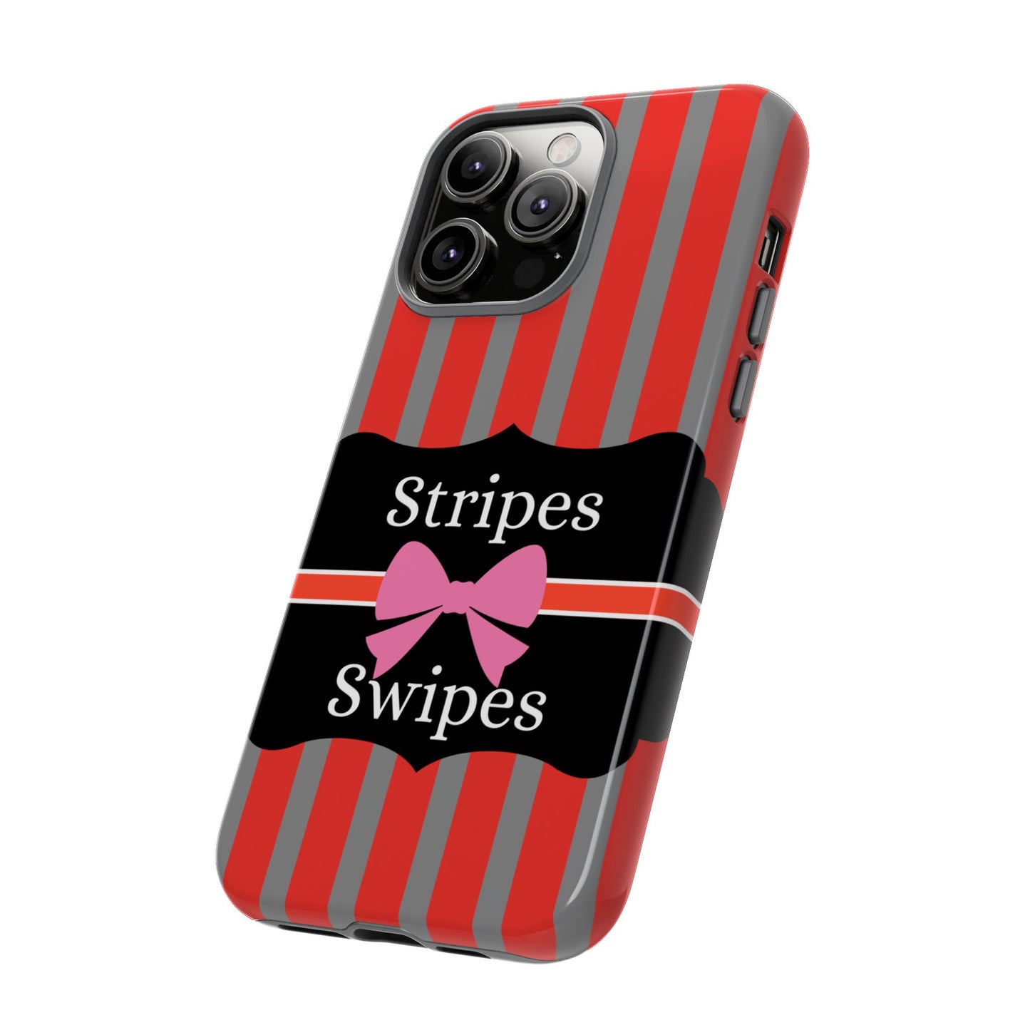 Phone Case iPhone 16/15/14 - Red/Gray Stripes & Swipes Tough Case