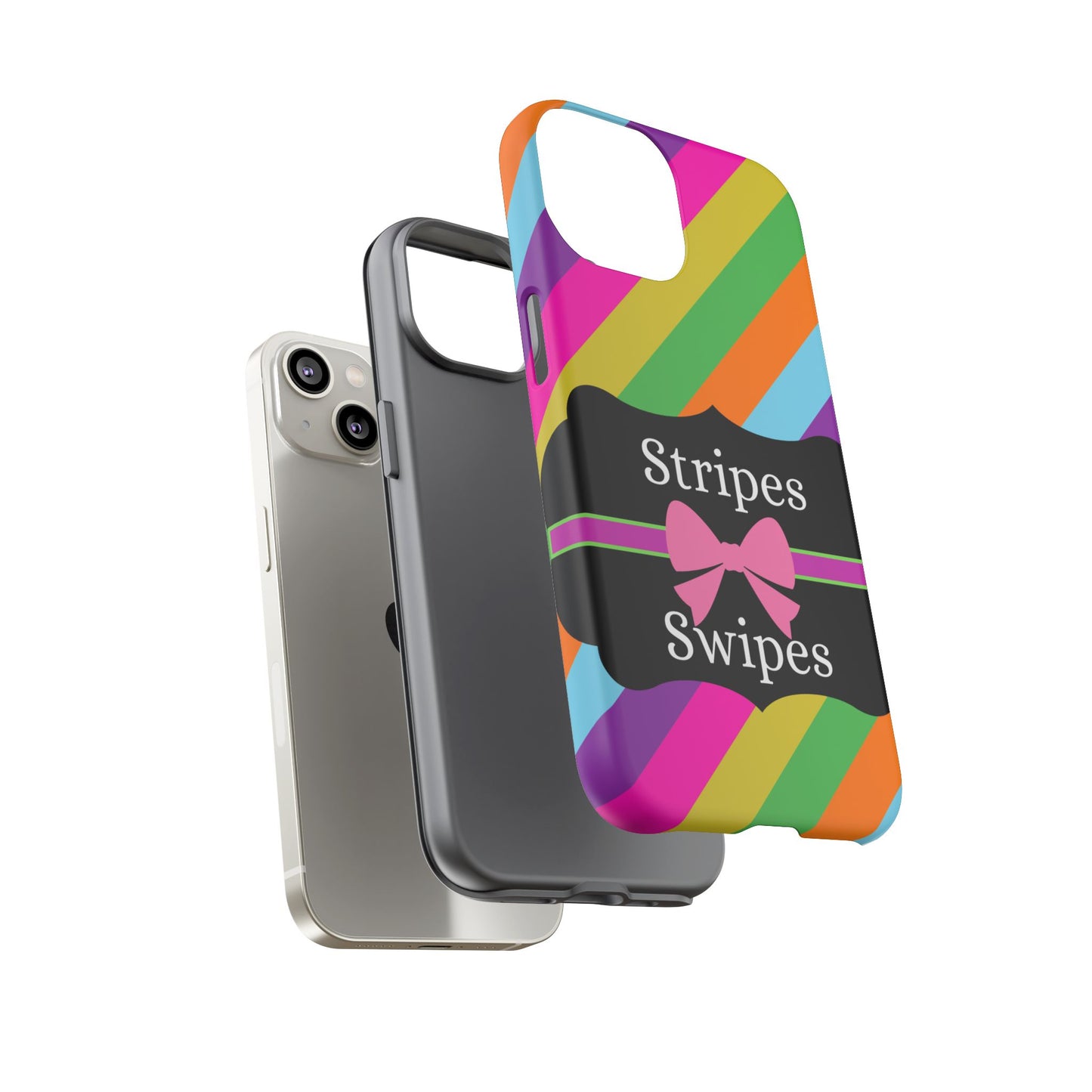 Phone Case iPhone 16/15/14 - Diagonal Vivid Stripes & Swipes Tough Case