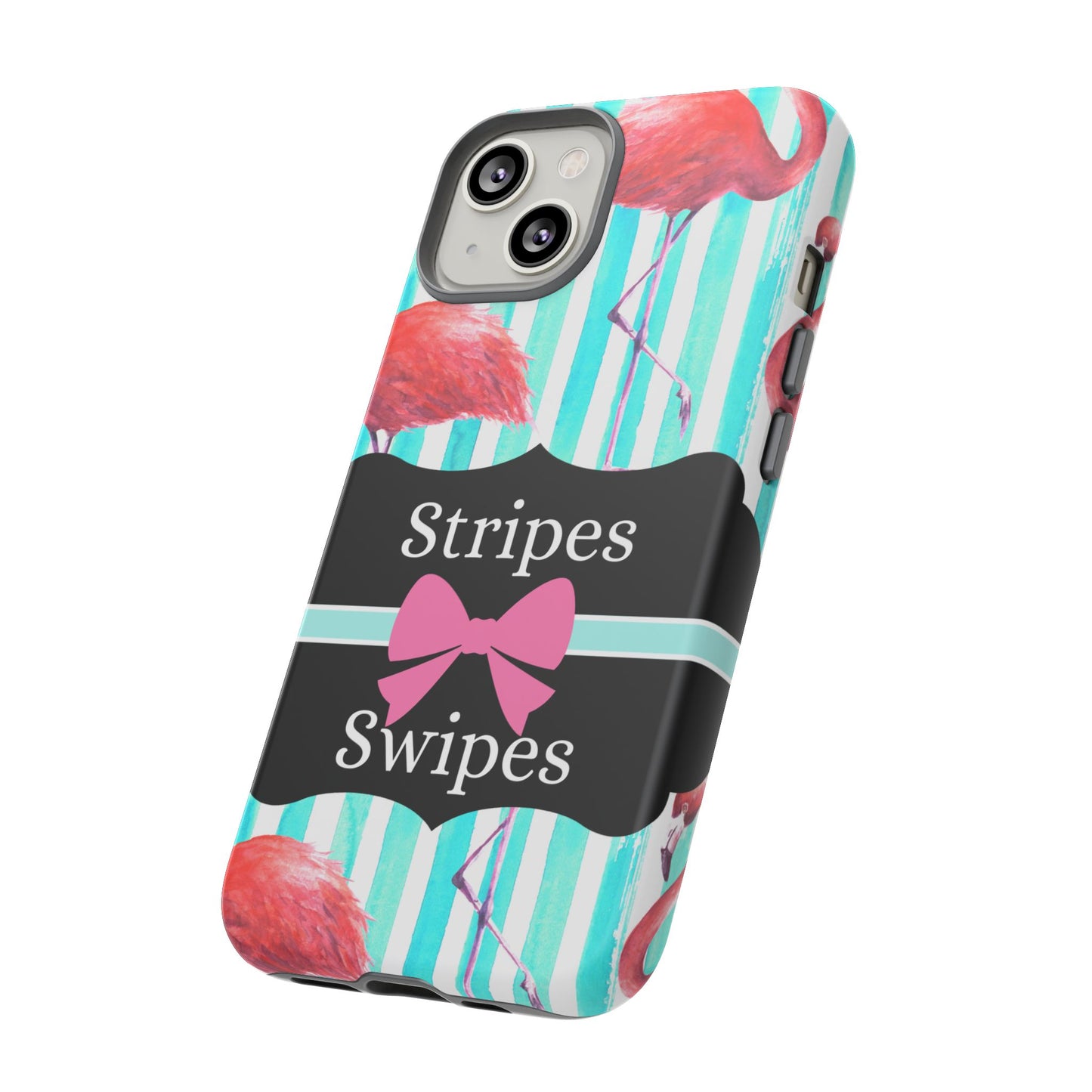 Phone Case iPhone 16/15/14 - Flamingo Stripes & Swipes Tough Case