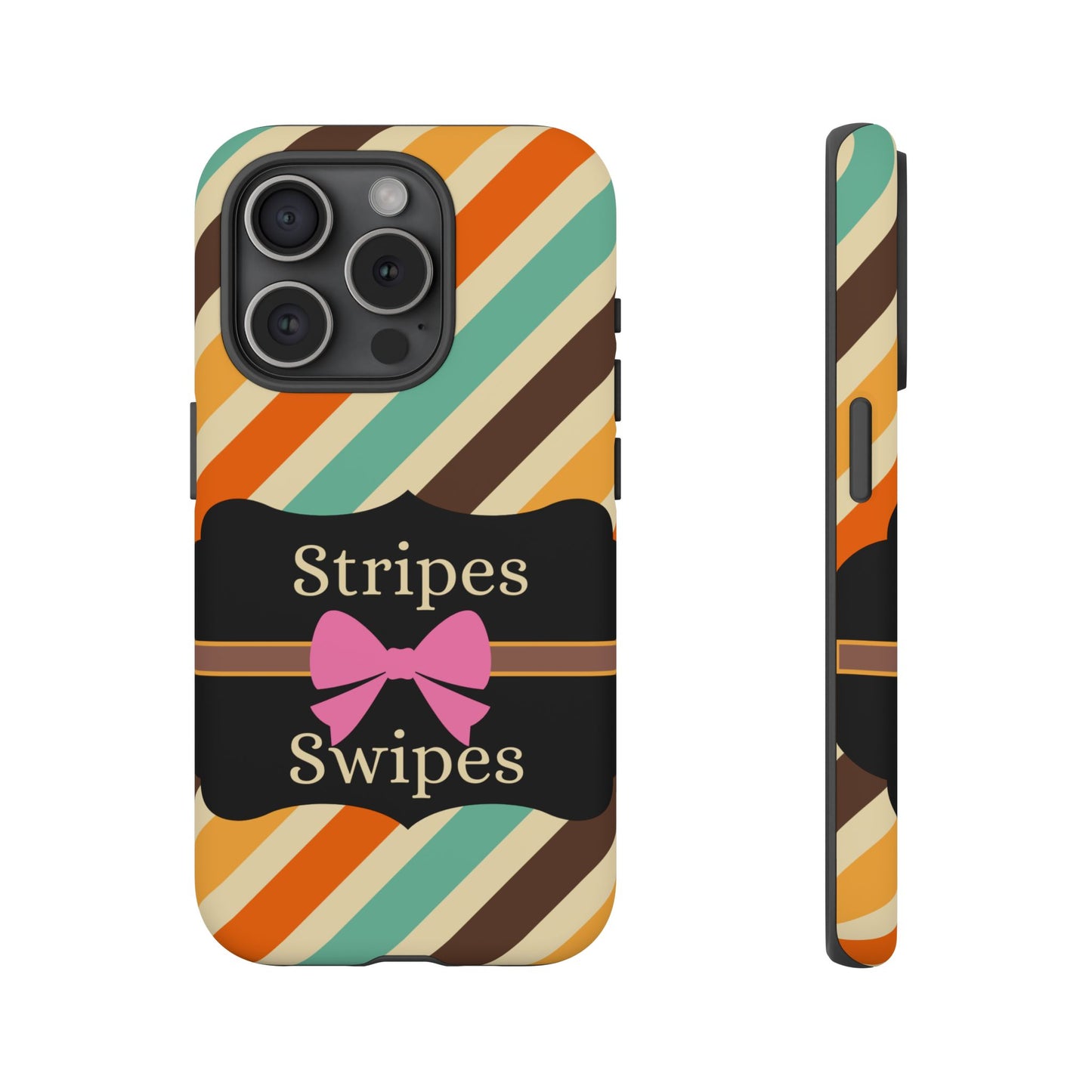 Phone Case iPhone 16/15/14 - Diagonal Retro Stripes & Swipes Tough Case