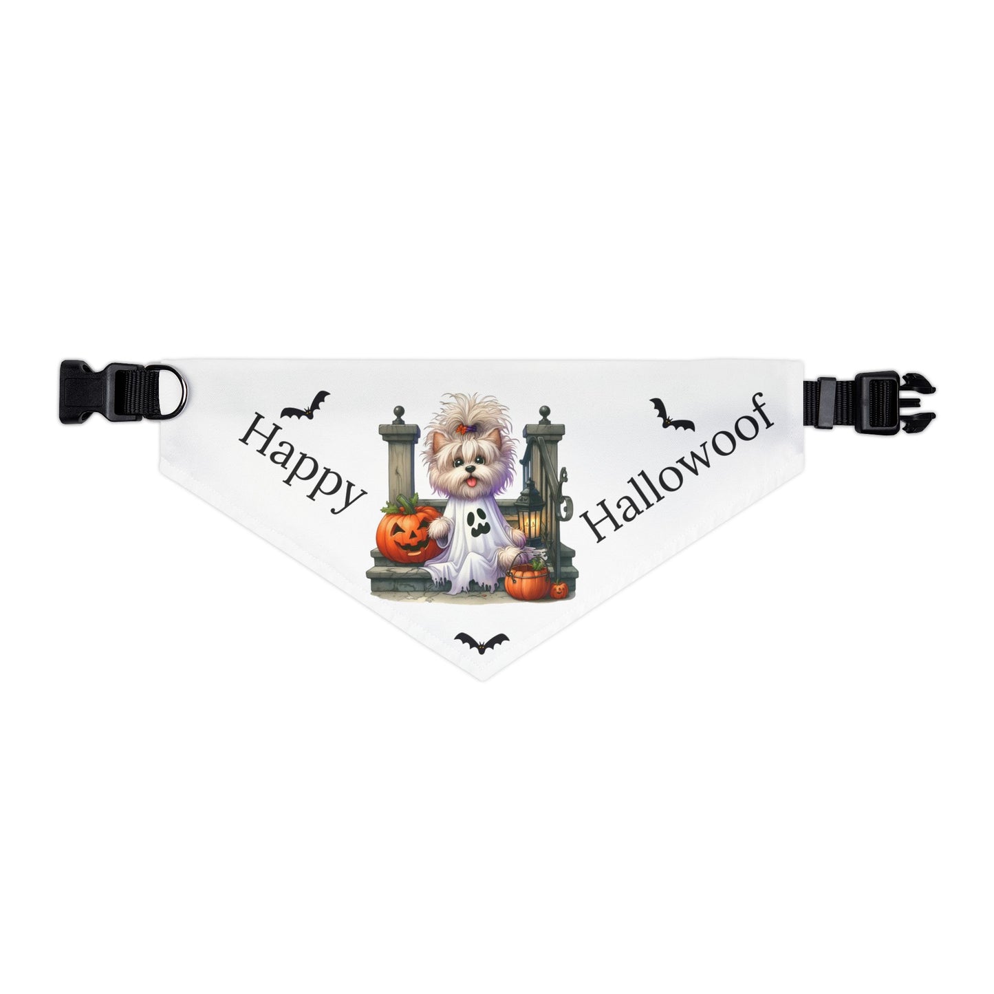 Happy "Hallowoof" - EXTRA LARGE Pet Bandana Collar WHITE 08