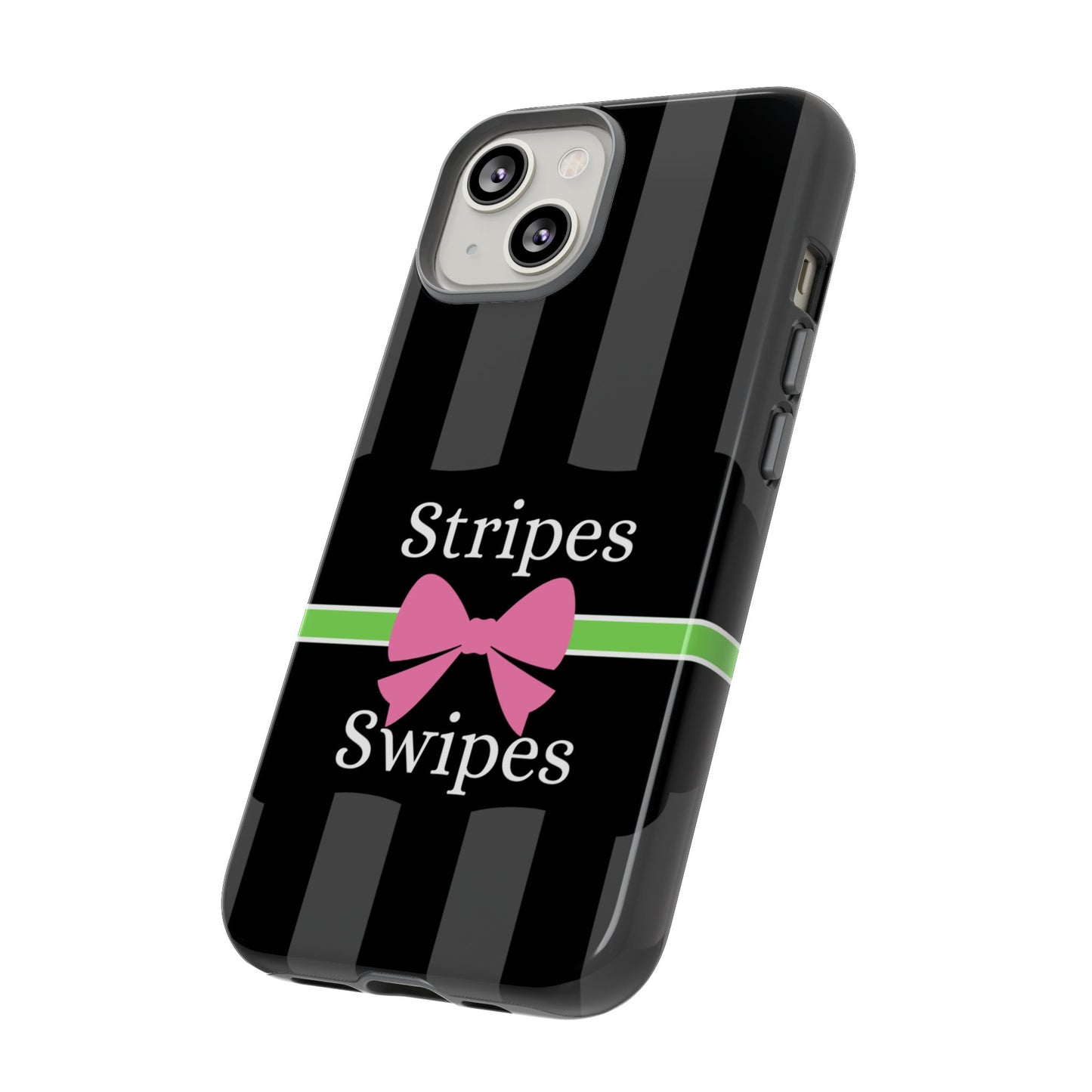 Phone Case iPhone 16/15/14 - Gray/Pink Stripes & Swipes Tough Case