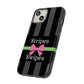 Phone Case iPhone 16/15/14 - Black/Gray/Pink Stripes & Swipes Tough Case