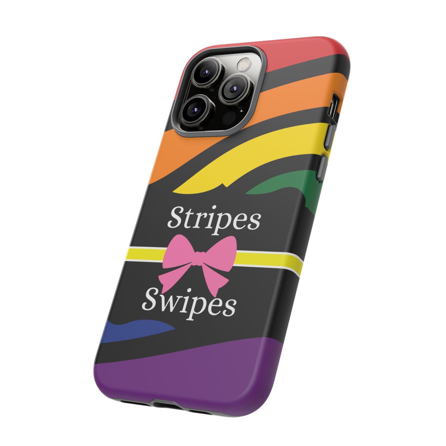 Phone Case iPhone 16/15/14 - Wavy Vivid Stripes & Swipes Tough Case