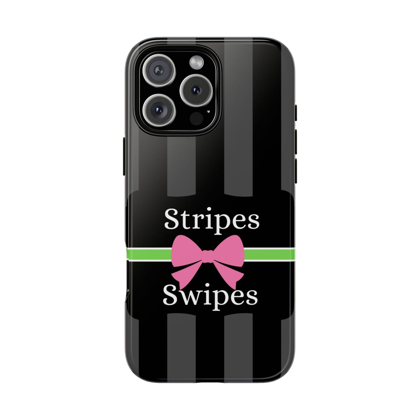 Phone Case iPhone 16/15/14 - Gray/Pink Stripes & Swipes Tough Case