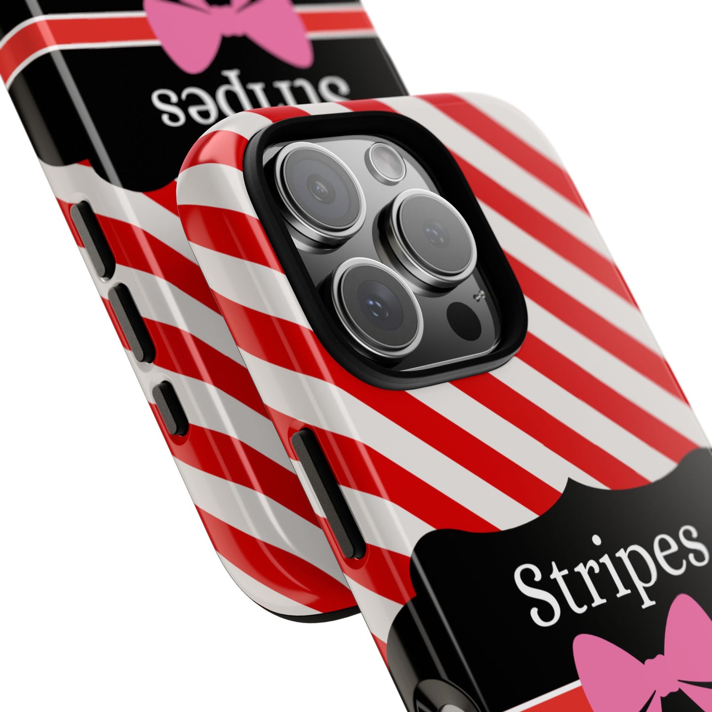 Phone Case iPhone 16/15/14 - Red/White Stripes & Swipes Tough Case