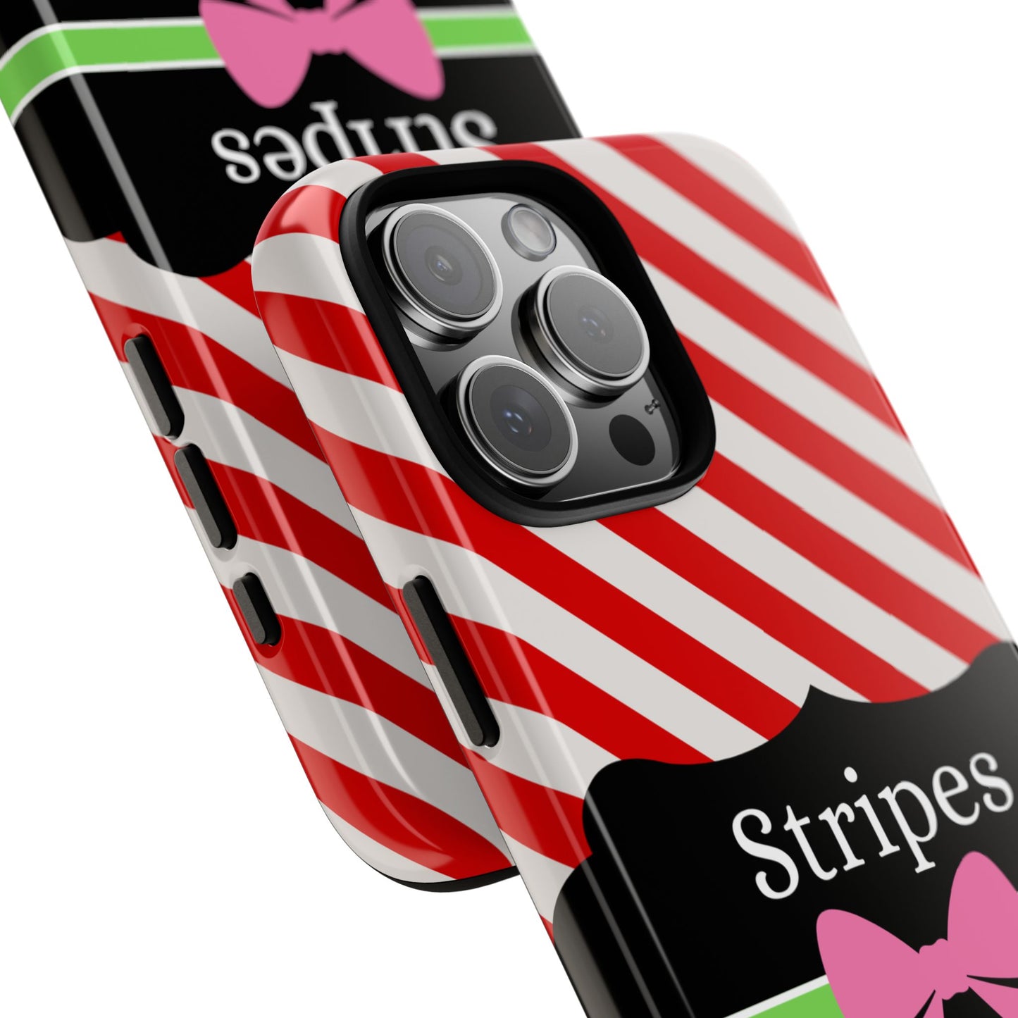 Phone Case iPhone 16/15/14 - Diagonal Red/White Stripes & Swipes Tough Case