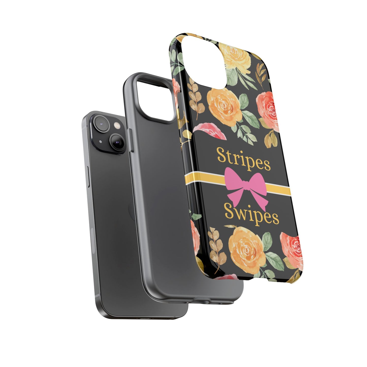 Phone Case iPhone 16/15/14 - Flowers Stripes & Swipes Tough Case