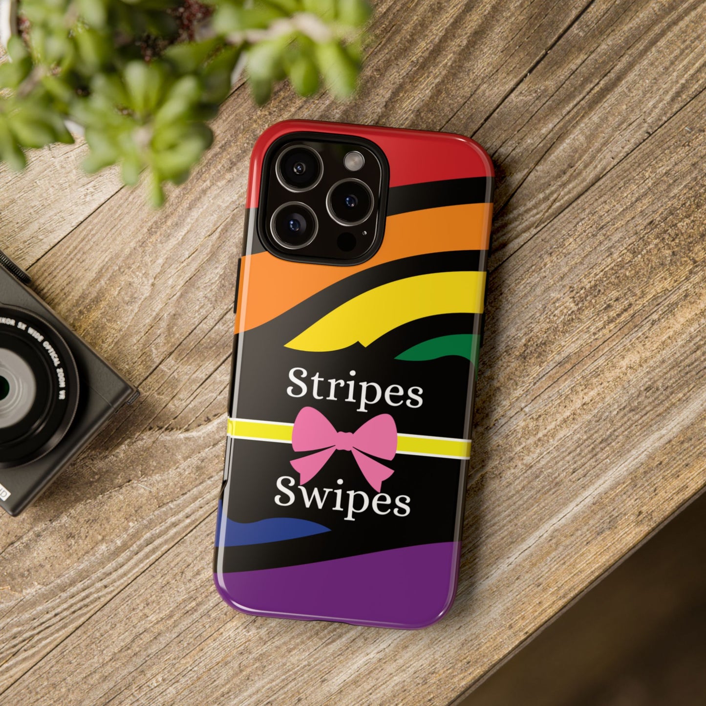 Phone Case iPhone 16/15/14 - Wavy Vivid Stripes & Swipes Tough Case