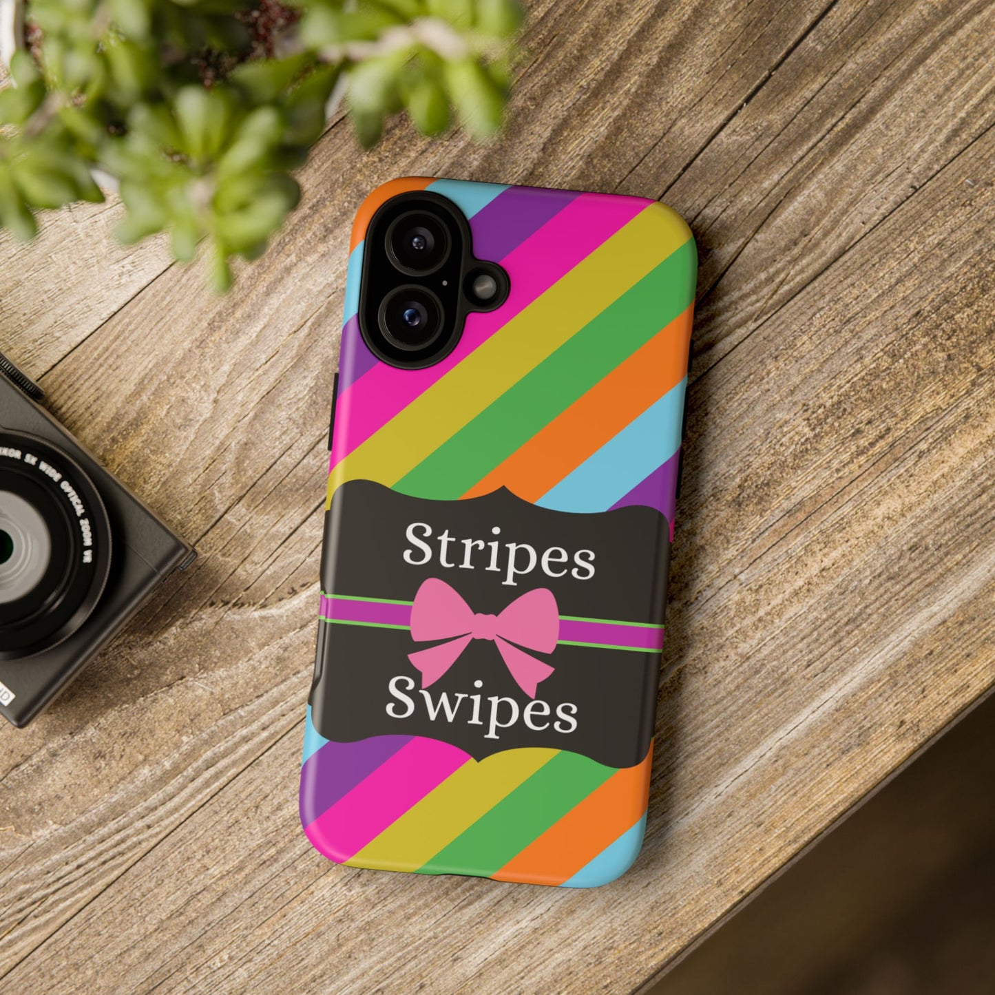 Phone Case iPhone 16/15/14 - Diagonal Vivid Stripes & Swipes Tough Case