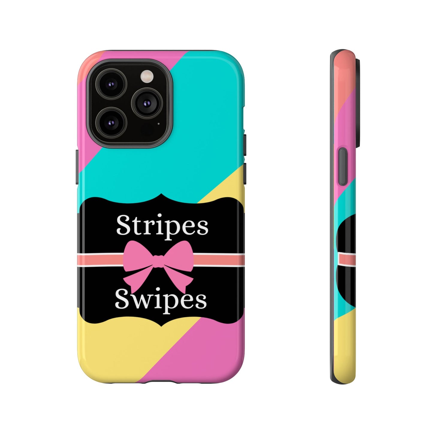 Phone Case iPhone 16/15/14 - Cotton Candy Stripes & Swipes Tough Case