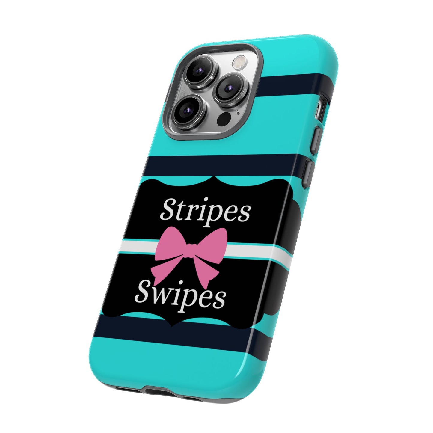 Phone Case iPhone 16/15/14 - Blue/Black Stripes & Swipes Tough Case