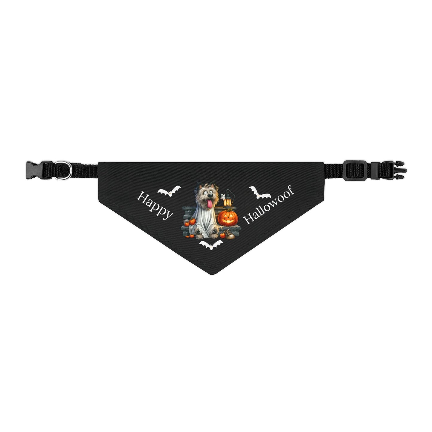 Happy "Hallowoof" - SMALL Pet Bandana Collar BLACK 02