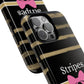 Phone Case iPhone 16/15/14 - Black/Beige Stripes & Swipes Tough Case