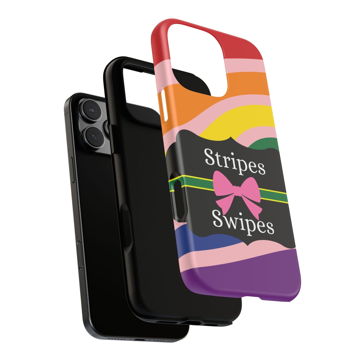 Phone Case iPhone 16/15/14 - Wavy Vivid/Pink Stripes & Swipes Tough Case